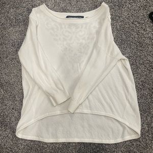 FRENCH CONNECTION White Sweater with lace pattern back. Size medium.